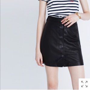 MADEWELL LEATHER SKIRT BUTTON FRONT BLACK